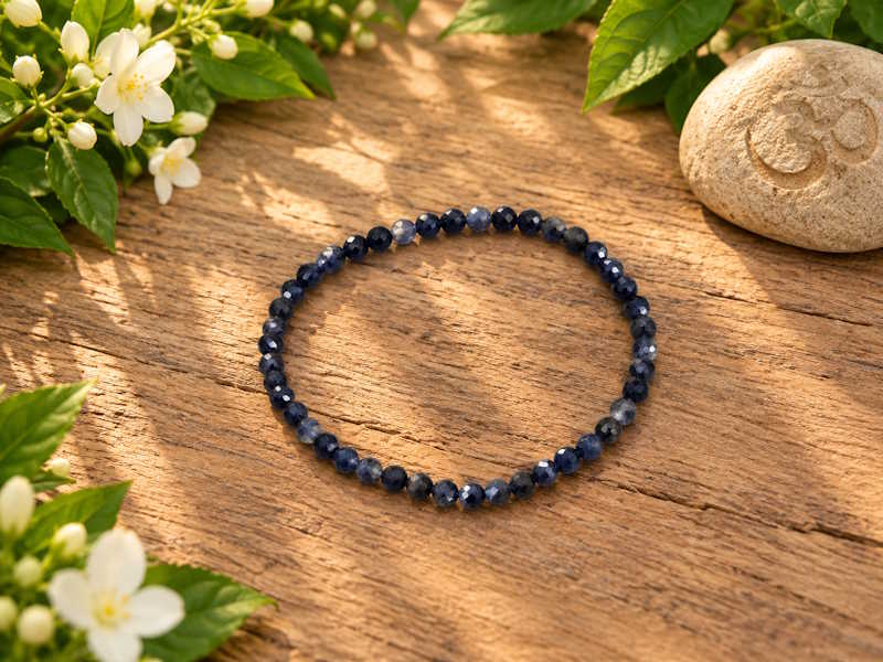 Pulsera zafiro bola facetada